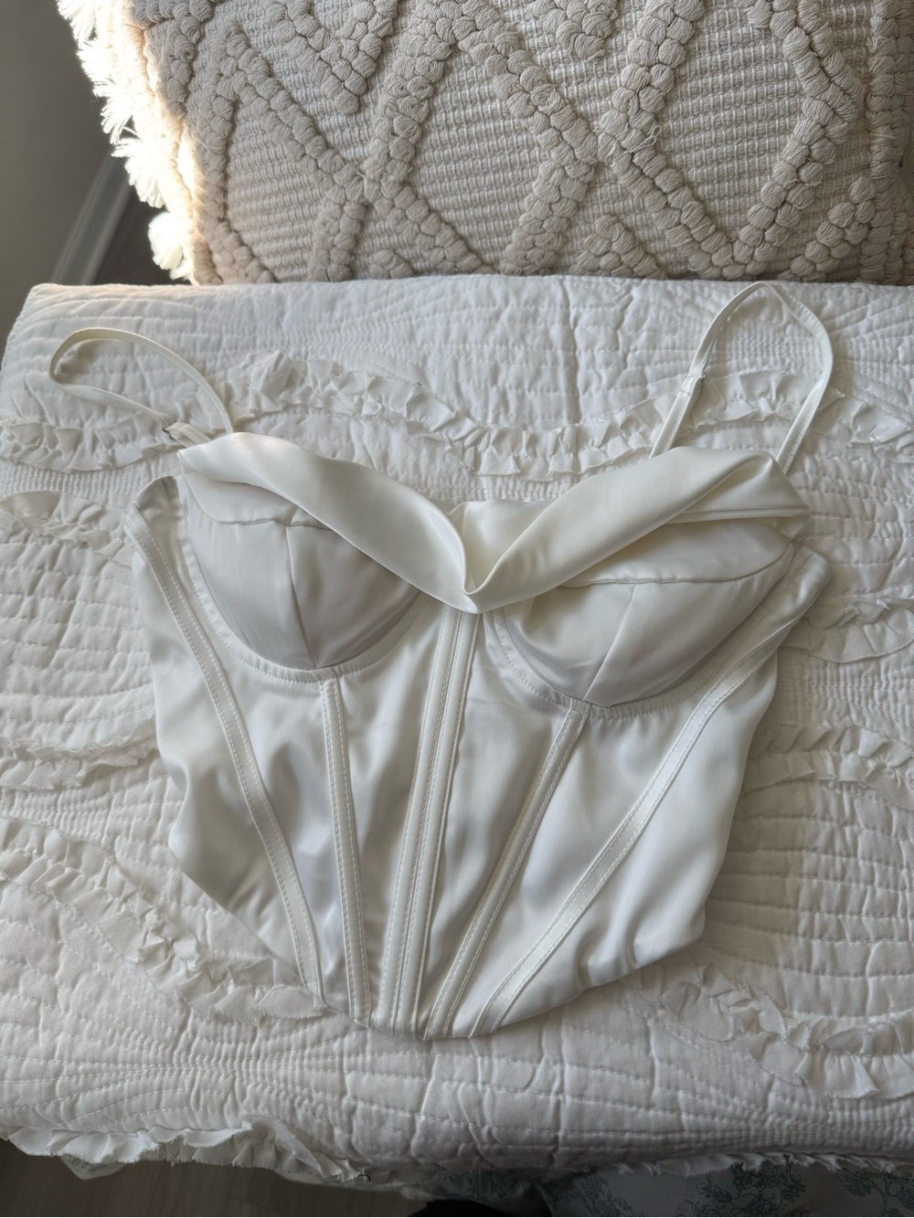 Elegant White Satin Bustier Top - Women Intimates & Sleepwear